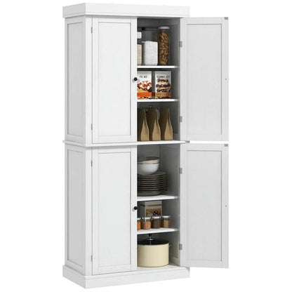 Demi Bonn 72" Large Kitchen Cabinet, Pantry Storage with Doors & Shelves, Freestanding Food Pantry Cabinet, Space-Saving Storage Solution, White