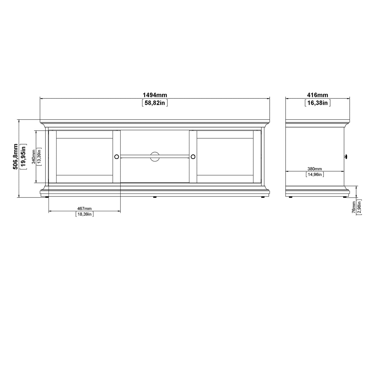 Tvilum Maison Park 2 Sliding Door TV Stand with 6 Shelves, White