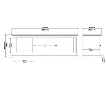 Tvilum Maison Park 2 Sliding Door TV Stand with 6 Shelves, White