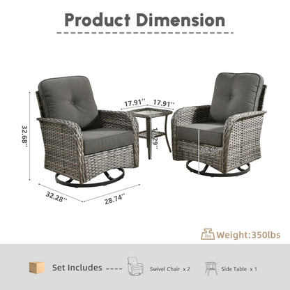 Ovios 5 Pieces Outdoor Patio Furniture Set High Back All Weather Wicker Conversation Set with Swivel Chairs & Coffee Table, Dark Gray
