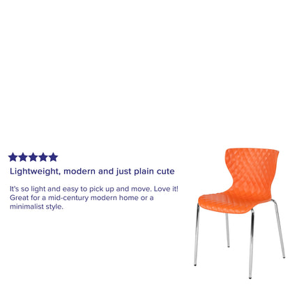 BizChair 4 Pack Contemporary Design Orange Plastic Stack Chair