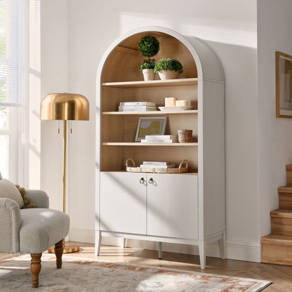 Modway Nolan 74" Tall Arched Storage Display Cabinet Bookshelf in Black