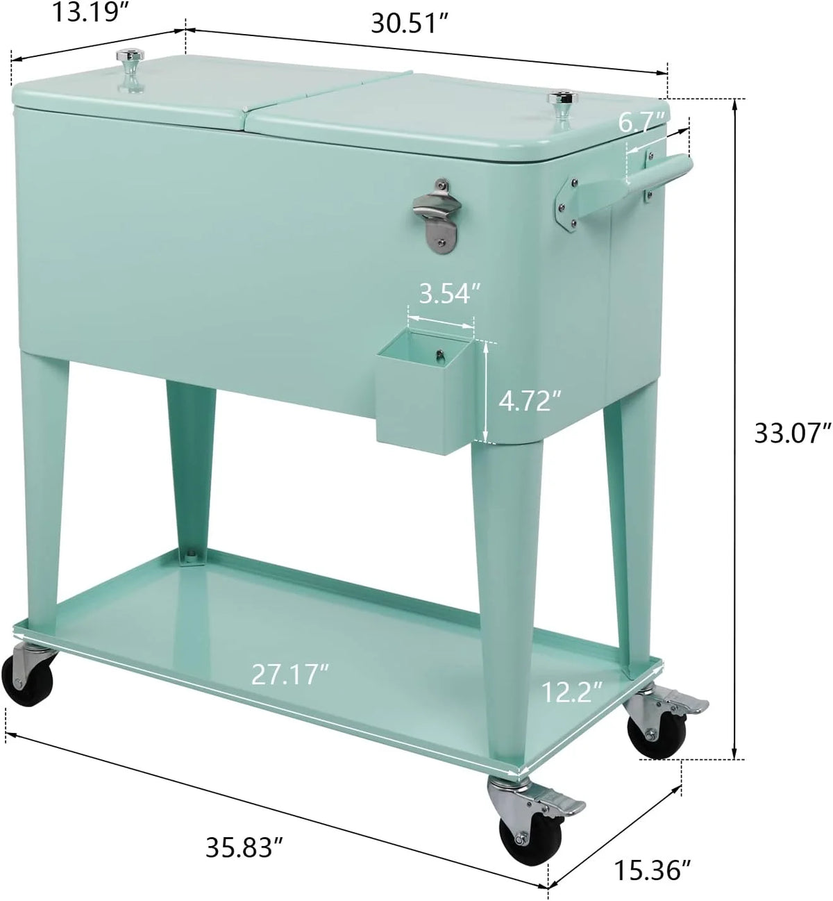 HEYWU 80 Quart Ice Chest Water Cooler with Bottle Opener, Milk White