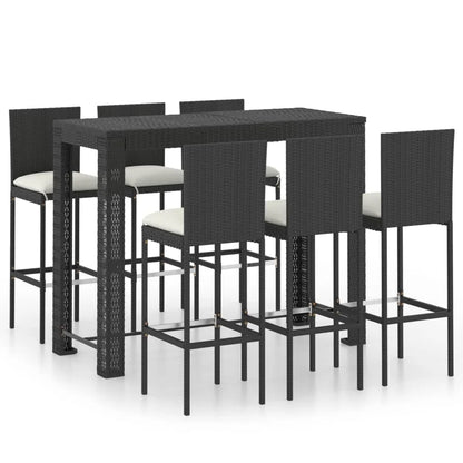 vidaXL Patio Bar Set Outdoor Bistro Set Bar Stool Bistro Table Poly Rattan