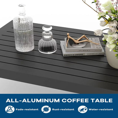 Ataucjin 5 Pieces Aluminum Patio Furniture Set, Outdoor Sectional Conversation Set Sectional Sofa with 4" Armrest & 5" Thick Cushions & Coffee Table��ship in 4 boxes��