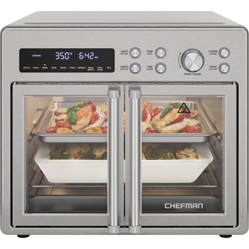 Chefman French Door 10-in-1 Toaster Oven Air Fryer, 26-Quarts, Fits 12-Inch Pizza �C Stainless Steel