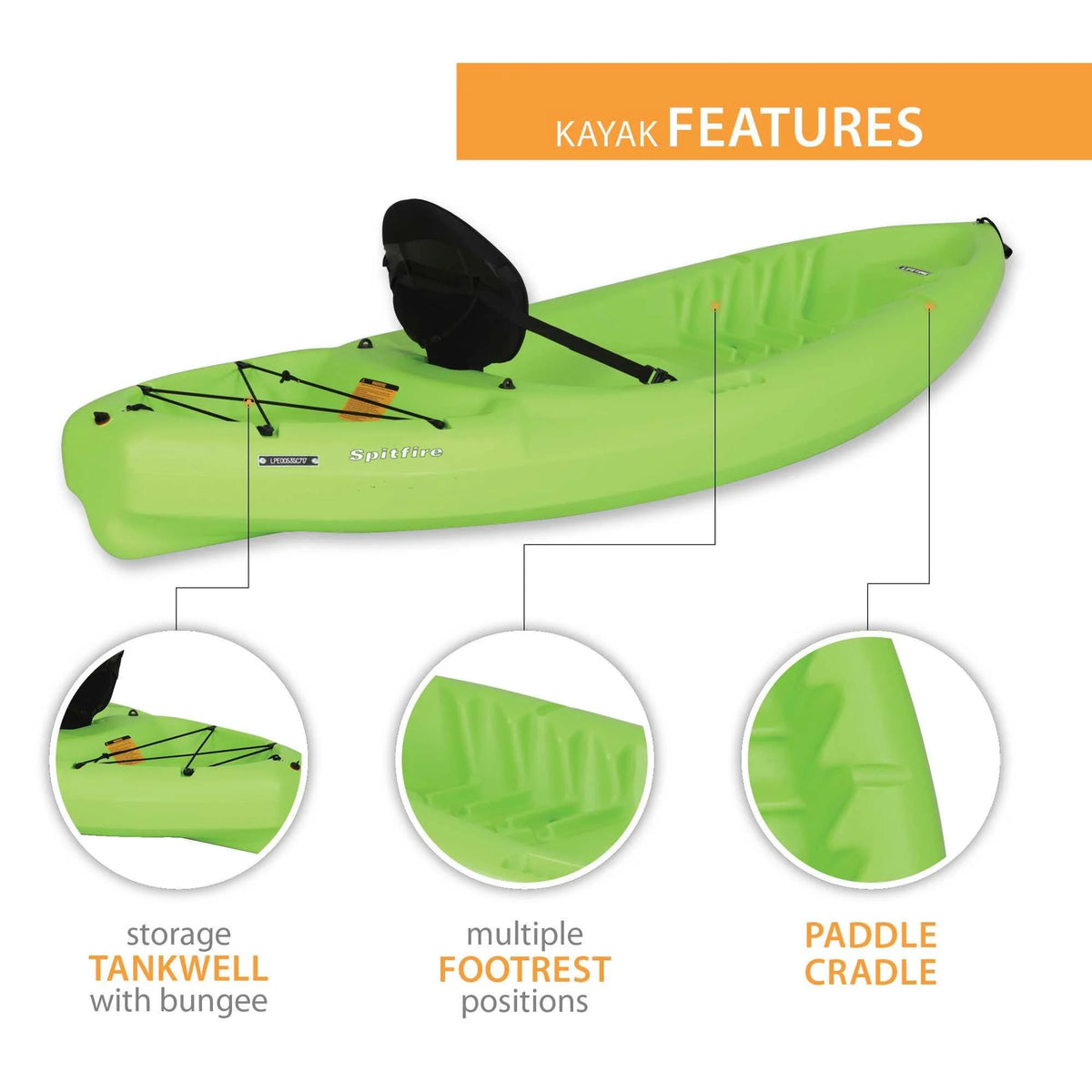 Lifetime Spitfire 8 ft Sit-On-Top Kayak, Lime Green (90245)