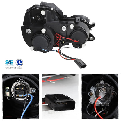 AKKON - For 98-02 Mercedes Benz W208 CLK-Class 320 430 55 AMG Chrome LED Dual Halo Ring Halogen Type Projector Headlights Pair