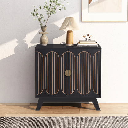 LEFHDA 2PCS Buffet Cabinet, Sideboard Cabinet with Storage, Accent Storage Cabinet with Carved Arc Door Design for Kitchen Dining Room, 2 Doors Buffet Cabinet with Adjustable Shelves