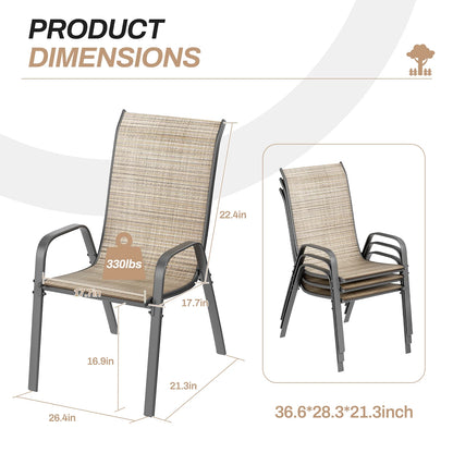 Arlopu 8Pcs Patio Dining Chairs Outdoor Stackable Armrest Chairs for Lawn Garden Backyard