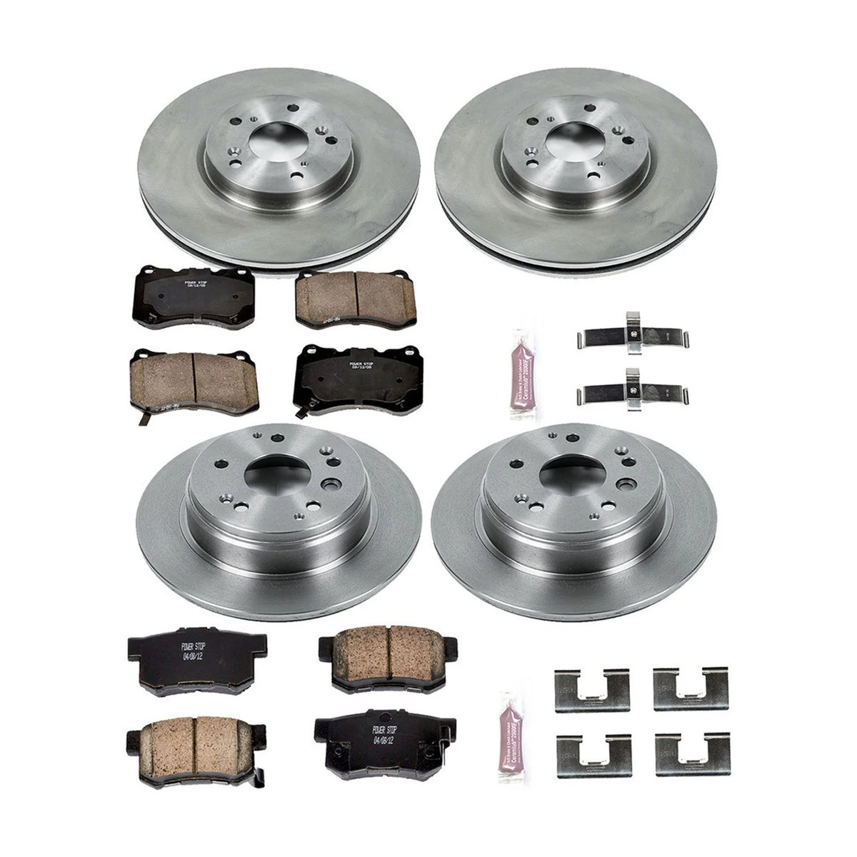 Power Stop Front and Rear Stock Replacement Brake Pad and Rotor Kit KOE2718