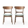 GDF Studio Isador Mid Century Modern Fabric Upholstered Wood Dining Chairs, Set of 2, Dark Gray and Walnut