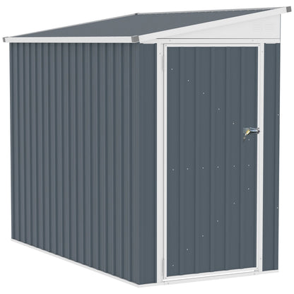 Outsunny 4' x 7.6' Storage Shed, Galvanized, Locking, Gray