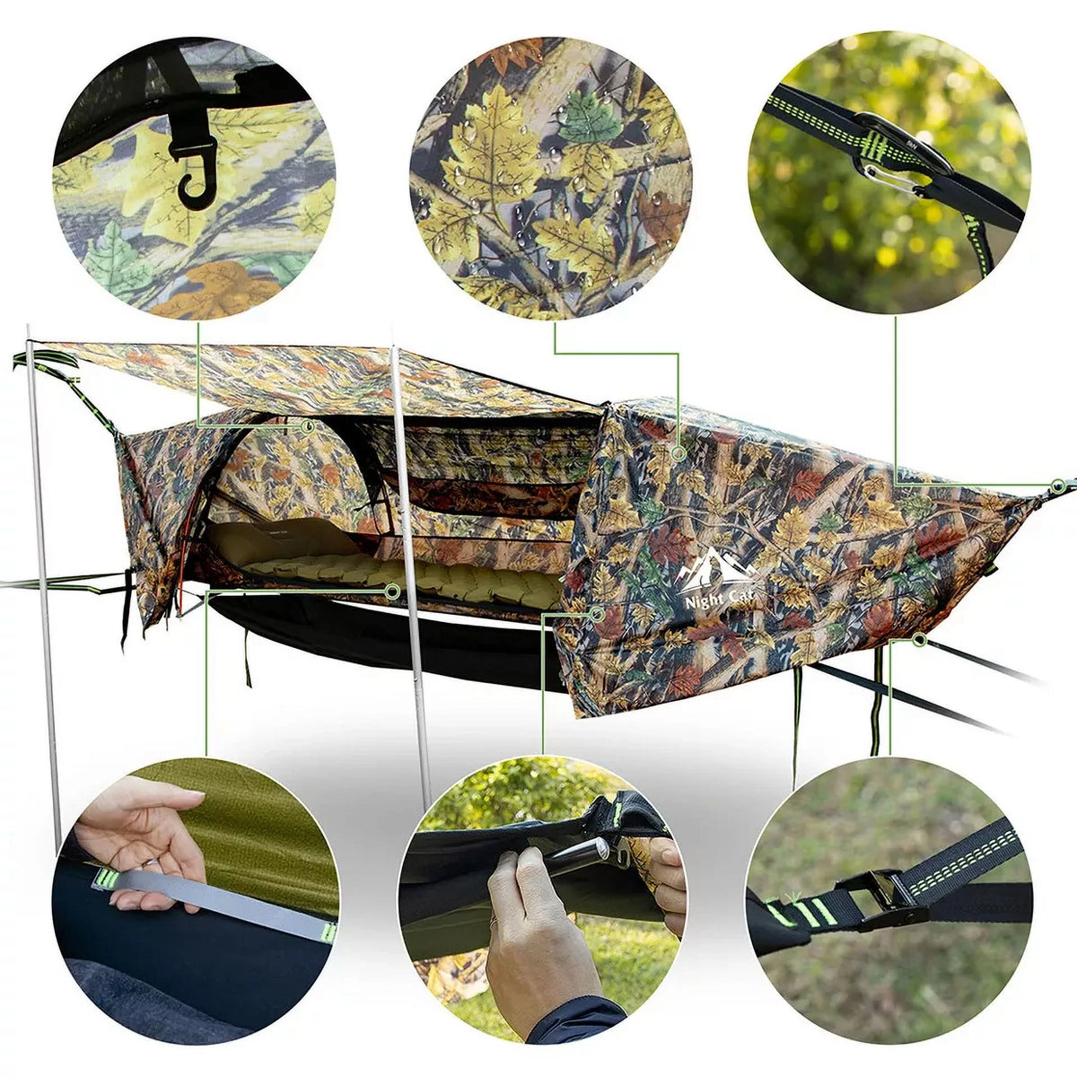 Lay Flat Hammock Tent Camping Hammock Tent with Mosquito Net Hanging Bed Camo