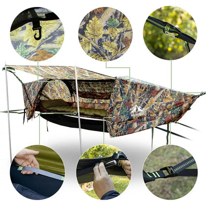 Lay Flat Hammock Tent Camping Hammock Tent with Mosquito Net Hanging Bed Camo