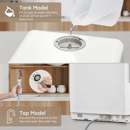 Countertop Dishwasher with Timeing Function, 6 Programs, 360��Dual Spray, 167�H High-Temp, Mini Portable Dishwasher for Home,Apartments,RVs