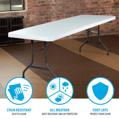 Lifetime Combo Set of (4) 8-Foot Rectangle Folding Tables & (32) Chairs, Indoor/Outdoor Use, White (80147)