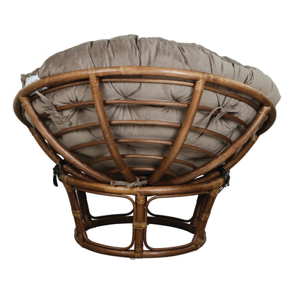 OSP Home Furnishings Specialty Seating Series Papasan Chair, Brown Rattan Frame with Green Round Pillow Cushion