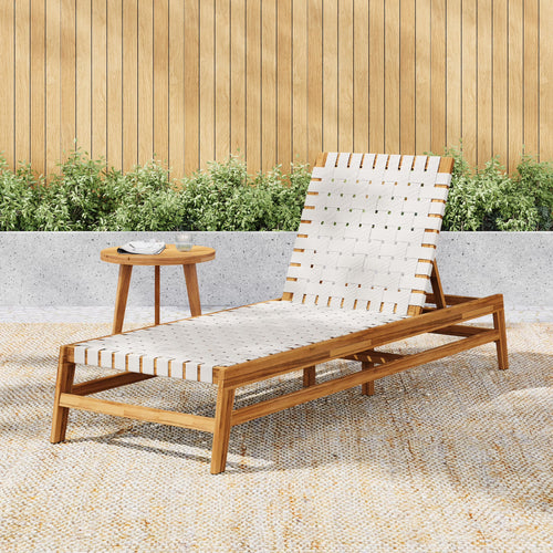 Christopher Knight Home Outdoor Wood Chaise Lounge Chair, Adjustable 4-Position Recliner with Rope Seat, Teak