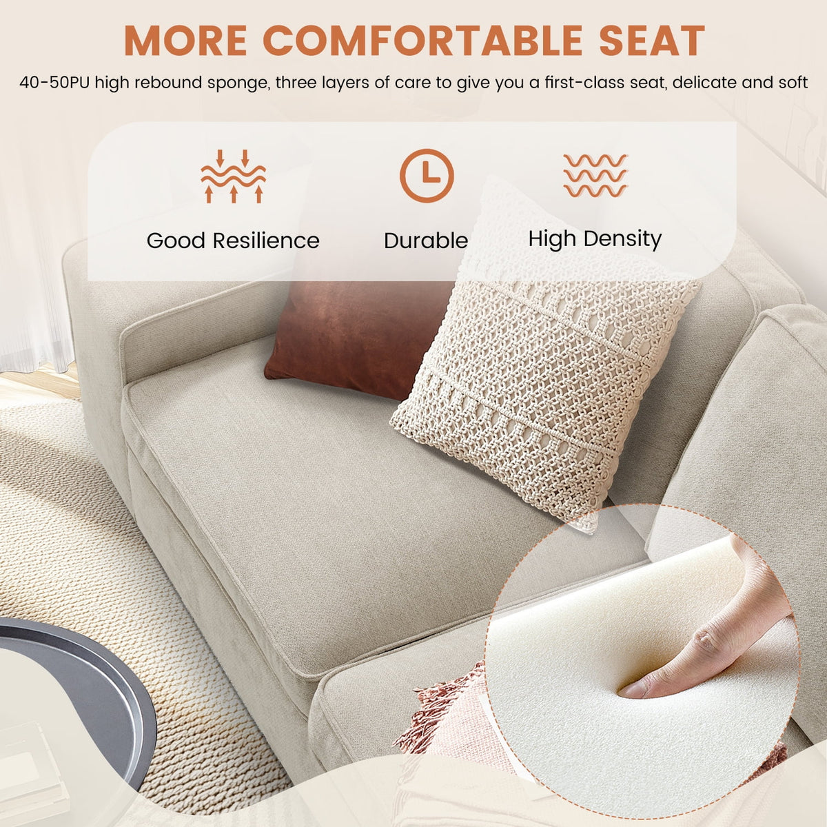 ASHOMELI 99'' Convertible Sectional Sofa,L Shaped Couch,Multi-Functional Reversible Sofa with USB and Type-C Charging Ports, Storage Space, Breathable Fabric