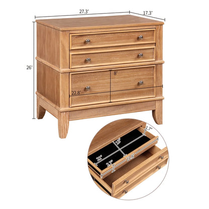 Tcbosik End Tables Set of 2, Bedside Table with 3 Storage Drawers, Night Stand for Small Space, Bedroom, Living Room, Natural