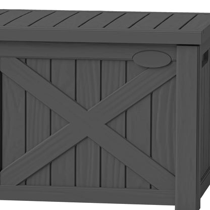Uforic Outdoor 120 Gallon Large Resin Deck Box, Outdoor Storage Boxes with X-Shaped Front, for Patio Garden, Waterproof & Lockable, Light Brown