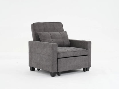 Convertible Futon Sofa Bed, 3-in-1 Multi-Functional Sleeper Chair Bed with USB Ports, Adjustable Backrest Recliner,for Living Room Bedroom Small Space, Tech Cloth, Dark Grey