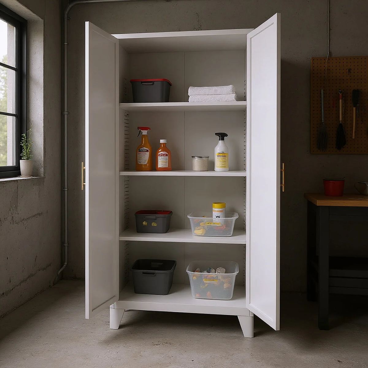 Homy Casa 70.8" White Tall Storage Cabinet with 4 Adjustable Shelves for Kitchen, Pantry Cupboard