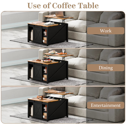 Waleaf Wooden Coffee Table, Lift Top Coffee Table with Large Hidden Storage Shelf for Living Room