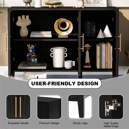Black Accent Cabinet, Atumon Storage Cabinet Furniture, Modern Buffet Sideboard, Wooden Accent Cabinet with 3 Doors, Accent Storage Cabinet for Entryway Hallway Living Room, 48"L x 17.7"W x 31.9"H
