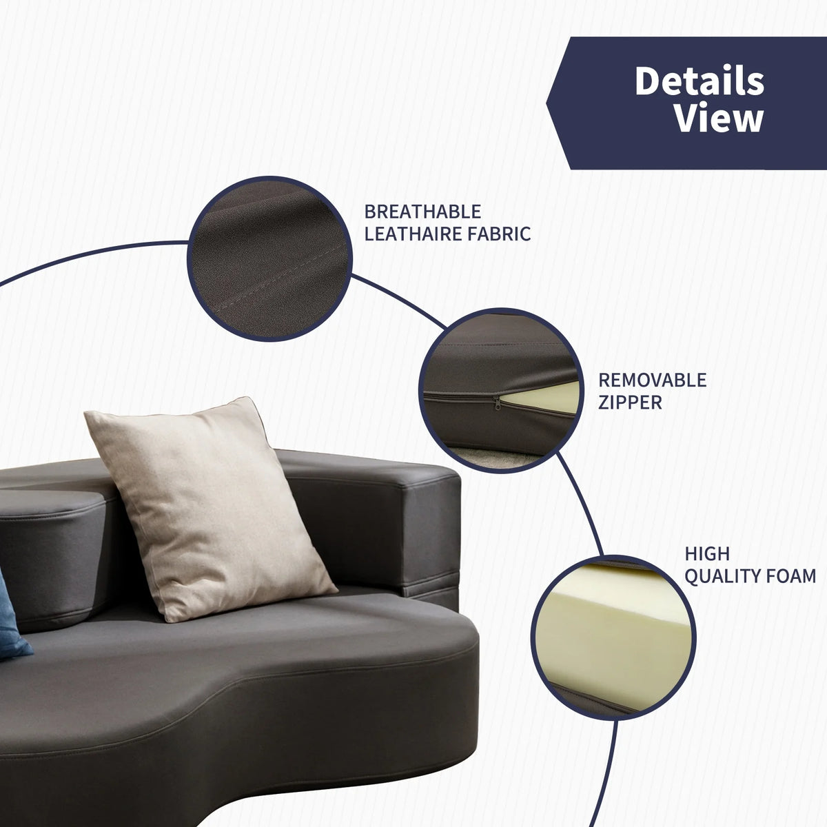 ZAFLY Full Size Convertible Futon Sofa Bed, Floor Sofa Bed Foldable, Foam Folding Mattress Sleeper, Cloth Fabrics Floor Couch Lounge Sleeper Bed for Living Room/Bedroom, Dark Grey
