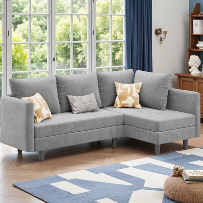 106" Modular Sectional Sofa Bed with Storage Ottoman, Lofka Modern Comfy Couches and Sofas with Side Pockets for Small Spaces, Living Room Furniture in Dark Gray