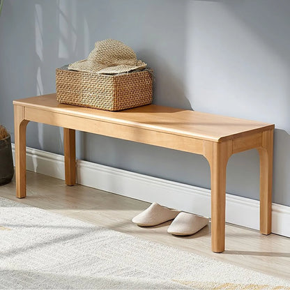 WILK  100% Natural Solid Oak  Wood-color Bench Farmhouse Dining Bench, Entrance Bench Bed End Bench,for Living Room, Bedroom ,Home Office,, Balcony,Patios
