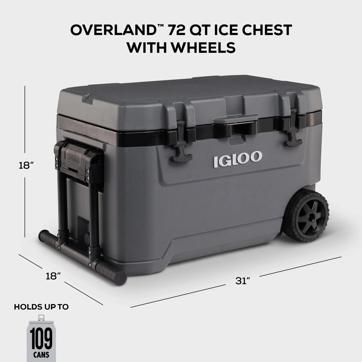 Igloo 72 QT Overland Ice Chest Cooler with Wheels, White