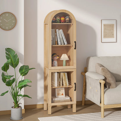 Fiogmub Tall Arched Storage Display Cabinet, Arched Pantry Cabinet with Doors, Acrylic Glass Doors