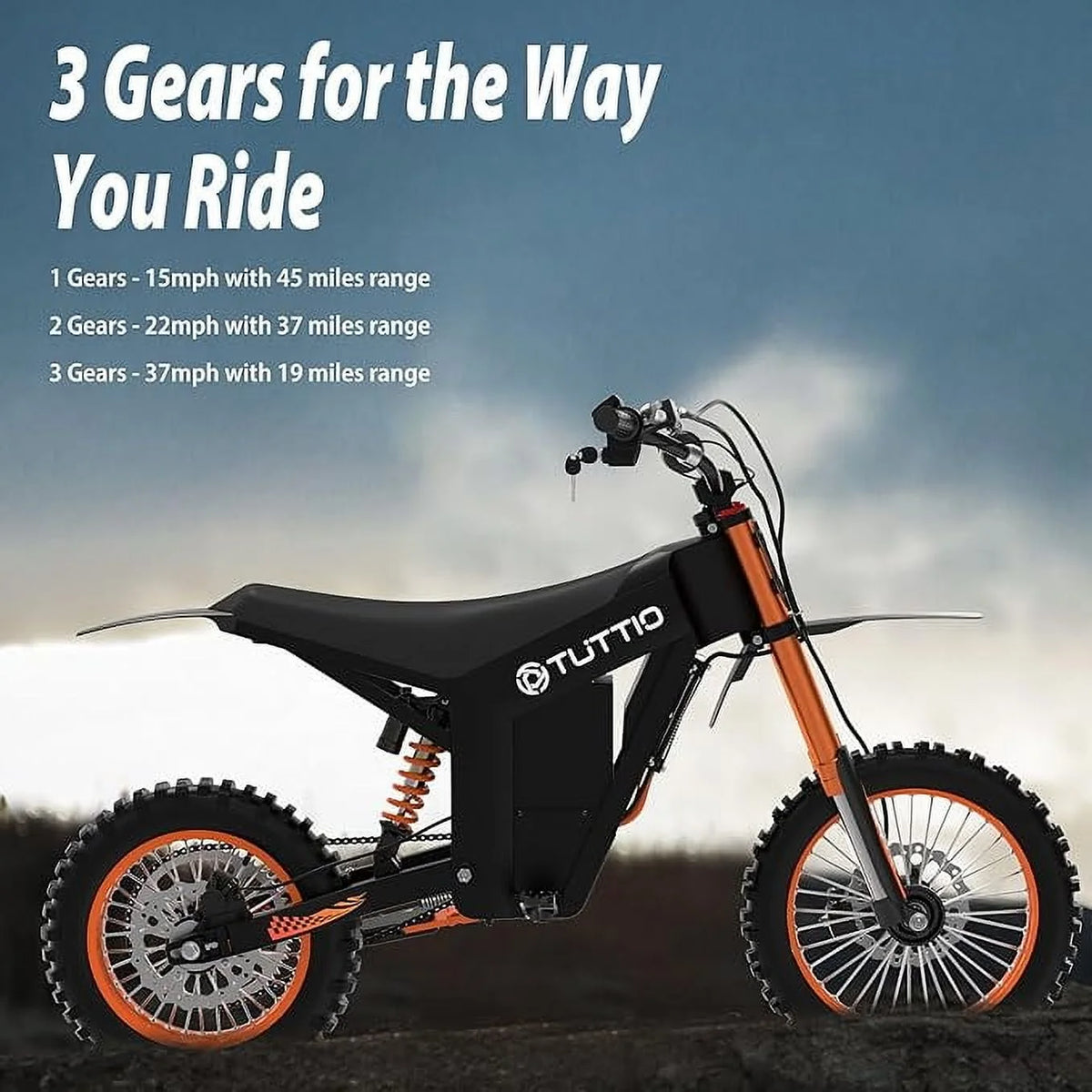 TUTTIO Soleil01 Electric Dirt Bike for Adults,2000W Motor,48V 21Ah Battery, 200N.m High Torque,Max 37Mph,All Terrain Motorized Dirt Bikes