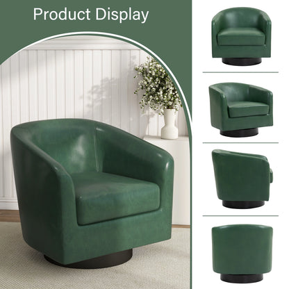 DREAMSIDEA Swivel Barrel Accent Chair for Living Room, Modern Upholstered Round Club Armchair-Cream