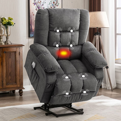 JONPONY Power Lift Recliner Chair Recliners for Elderly with Heat and Massage Recliner Chair for Living Room with Infinite Position and Side Pocket,USB Charge Port,Brown