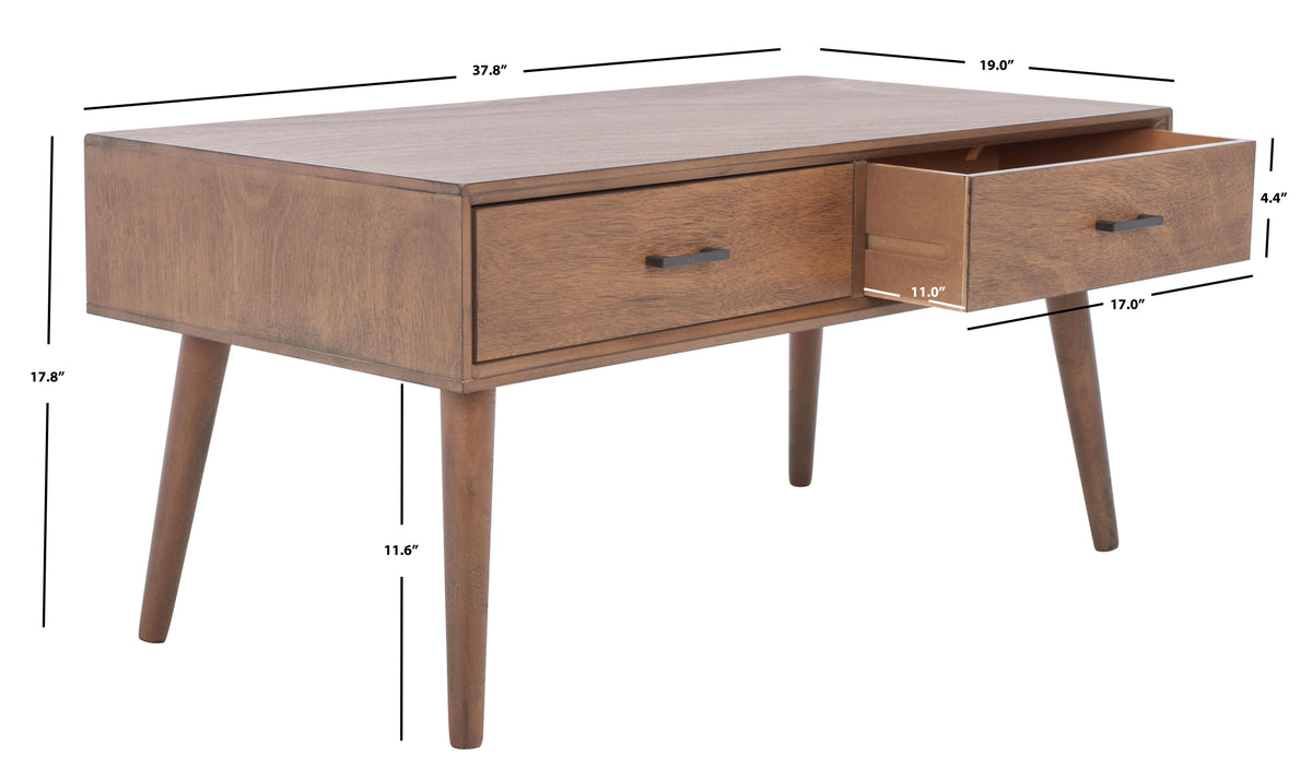 SAFAVIEH Miya Solid 2 Shelf Coffee Table Wood, Natural