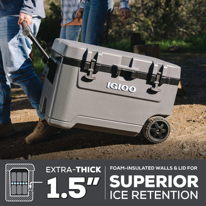 Igloo 72 QT Overland Ice Chest Cooler with Wheels, White