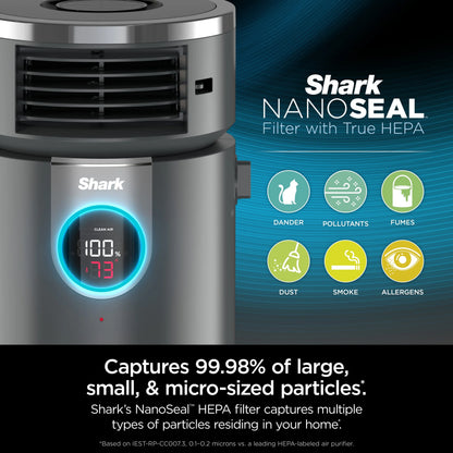 Open Box Shark - 3-in-1 Air Purifier, Heater & Fan with NanoSeal HEPA, Cleansense IQ, Odor Lock, for 500 Sq. Ft - Grey HC452
