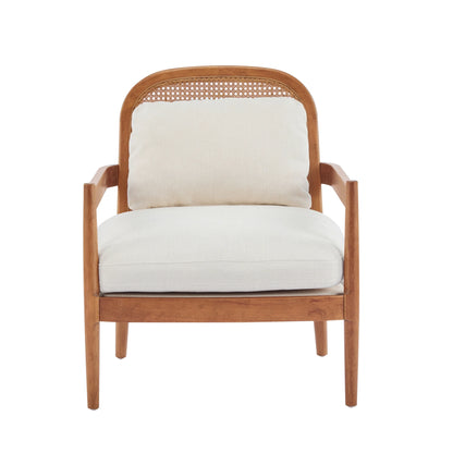Christopher Knight Home Mid-Century Modern Accent Chairs, Wood Frame with Rattan Backrest, Grayish Green, Set of 2