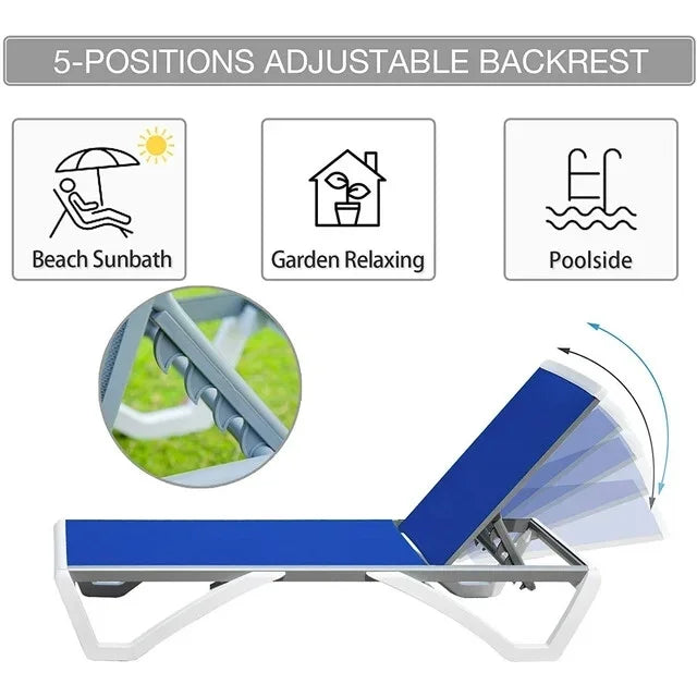 Domi Outdoor Living Chaise Lounge Chair Aluminum Adjustable Pool Lounge Chair��With All-Weather Textilene for Deck, Lawn, Backyard ��1 Grey Chair��