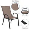 BizChair 5 Pack Black Outdoor Stack Chair with Flex Comfort Material and Metal Frame