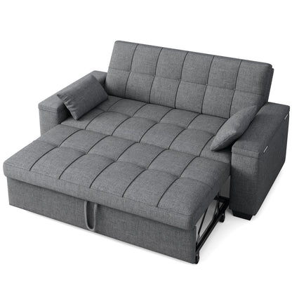 Sofa Bed, Lofka 3-in-1 Convertible Sleeper Sofa with Storage, Adjustable Backrest & Pull Out Function - Sleeper Chair for Small Space, Apartment, Dark Grey