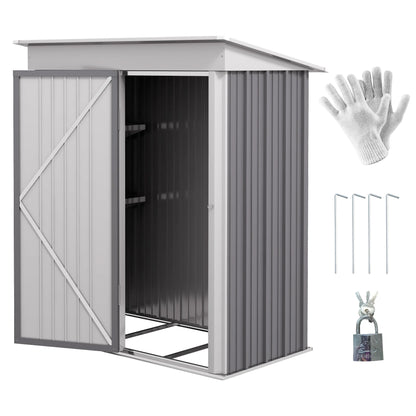 Outsunny 4.6' x 9' Metal Outdoor Storage Shed, Garden Utility Tool House with Double Lockable Doors for Backyard, Patio, Lawn, Garage, White