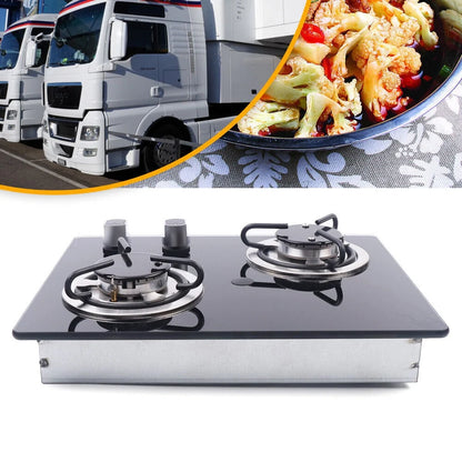 Mkyiongou LPG Cooktop Stainless Steel Boat Caravan RV Camper 2 Burners LPG Gas Stove Hob
