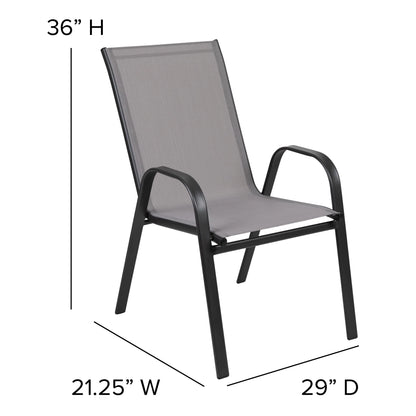 Flash Furniture Flash Furniture Brazos Series Outdoor Stackable Patio Chairs for Adults, Set of 4, Black