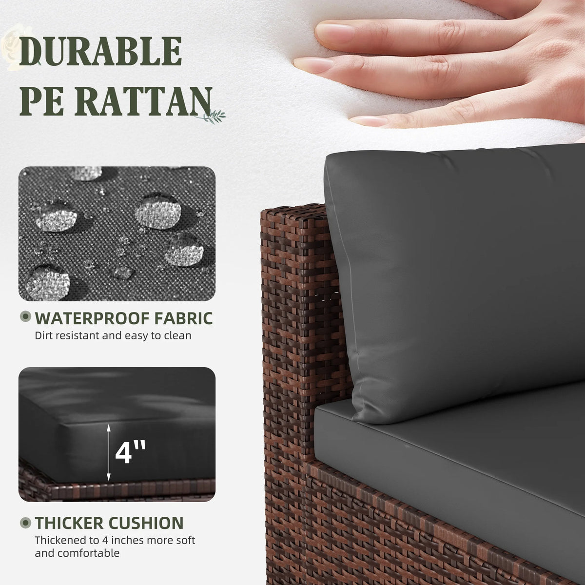 7 Pieces Patio Conversation Set, Outdoor Sectional PE Rattan Wicker Furniture Seat,Dark Gray