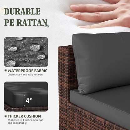7 Pieces Patio Conversation Set, Outdoor Sectional PE Rattan Wicker Furniture Seat,Dark Gray